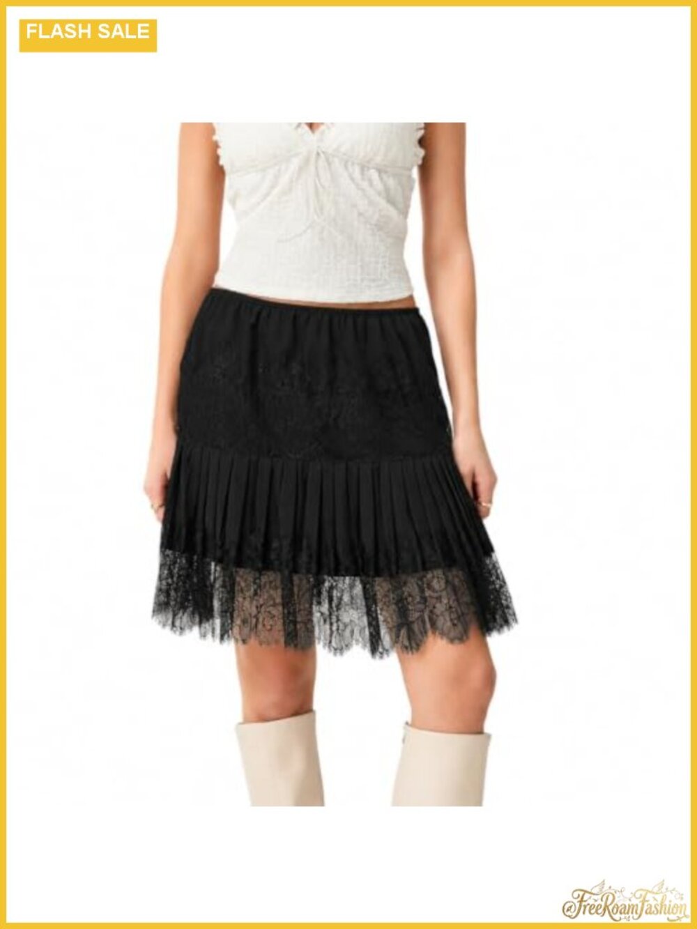 Women Lace Mini Skirt Low Rise Ruffle Pleated Layered Flowy Y2K Underskirt
